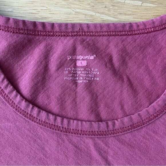 Patagonia Rust Orange Scoop Neck Solid Basic Tee Large Outdoor Hiking Nature - Picture 3 of 6